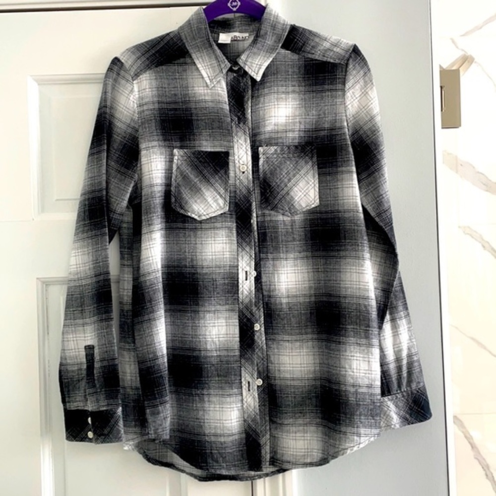Abound Black and White Plaid Flannel Button Down Shirt